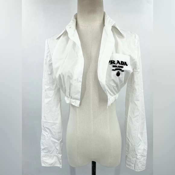Prada Jackets & Blazers - 🚩steal authentic Prada White Cropped Bomber-Style Jacket